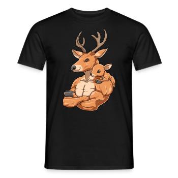 Hirsch mit Kind für einen Hirsch Liebhaber - Männer T-Shirt - Schwarz - Vorne - AI Model Male 178 light (178cm)