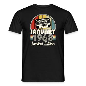 Janvier 1968 Vintage Anniversaire Rétro Cadeau - T-shirt homme - noir - Devant - AI Model Male 178 light (178cm)