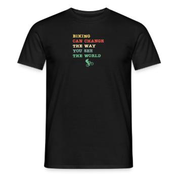 Biking can change the way you see the world - Männer T-Shirt - Schwarz - Vorne - AI Model Male 178 light (178cm)