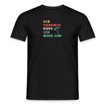 Die Thermik ruft, ich muss los - Männer T-Shirt - Schwarz - Vorne - AI Model Male 178 light (178cm)