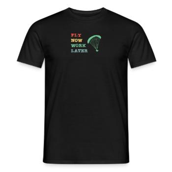 Fly now - work later - Männer T-Shirt - Schwarz - Vorne - AI Model Male 178 light (178cm)