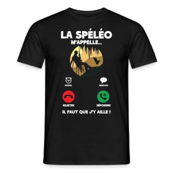 La spéléo m'appelle spéléologie spéléologue - T-shirt homme - noir - Devant - AI Model Male 178 light (178cm)