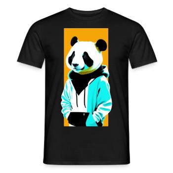 Panda en sweat à capuche - T-shirt homme - noir - Devant - AI Model Male 178 light (178cm)