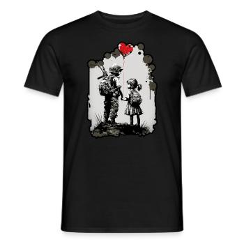 Girl and Young Soldier War Peace Ukraine - Men's T-Shirt - black - Front - AI Model Male 178 light (178cm)
