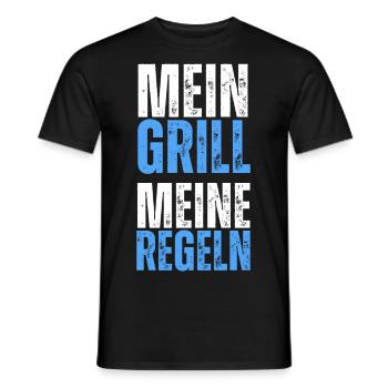 Mein Grill, meine Regeln. Lustiger BBQ Spruch - Männer T-Shirt - Schwarz - Vorne - AI Model Male 178 light (178cm)