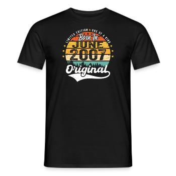 Born in June 2007 Birthday Gift June 2007 - Men's T-Shirt - black - Front - AI Model Male 178 light (178cm)