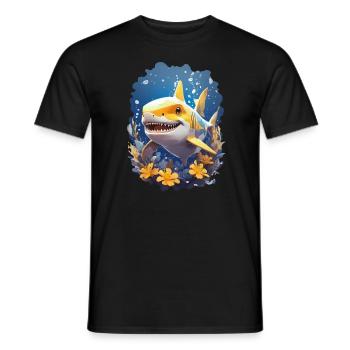 Radiant Shark | Yellow Ocean Vibe Shark - Men's T-Shirt - black - Front - AI Model Male 178 light (178cm)