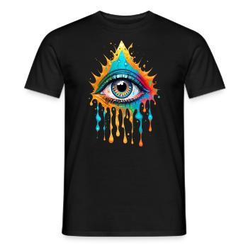 Paint Splash Eye Design - Men's T-Shirt - black - Front - AI Model Male 178 light (178cm)