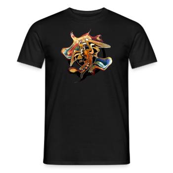 Fliegender Drache mit Kreisen und Schnörkeln - Männer T-Shirt - Schwarz - Vorne - AI Model Male 178 light (178cm)