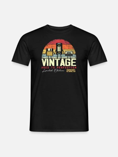 Cadeau Millésime 2025 - T-shirt homme - noir