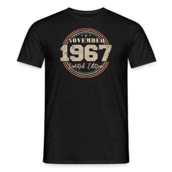 Cadeau D'anniversaire, Vintage Né En Novembre 1967 - T-shirt homme - noir - Devant - AI Model Male 178 light (178cm)