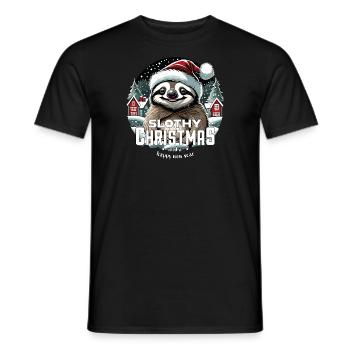 Weihnachtsfaultier - Slothy Christmas - Männer T-Shirt - Schwarz - Vorne - AI Model Male 178 light (178cm)