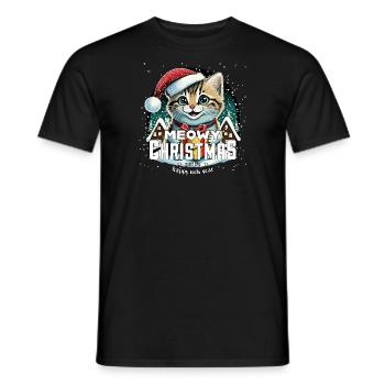 Chat de Noël - Miaouss, Noël - T-shirt homme - noir - Devant - AI Model Male 178 light (178cm)