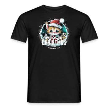 Chat de Noël - Miaouss, Noël - T-shirt homme - noir - Devant - AI Model Male 178 light (178cm)