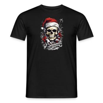 Totenkopf im Weihnachts Design Weihnachtsoutfit - Männer T-Shirt - Schwarz - Vorne - AI Model Male 178 light (178cm)