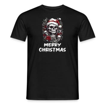 Totenkopf im Weihnachts Design Weihnachtsoutfit - Männer T-Shirt - Schwarz - Vorne - AI Model Male 178 light (178cm)