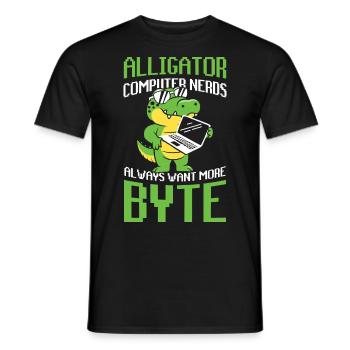Alligator Computer Nerd Byte für Krokodil Fan - Männer T-Shirt - Schwarz - Vorne - AI Model Male 178 light (178cm)