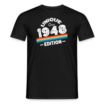 Unique Since 1948 Edition Birthday Vintage 1948 - Men's T-Shirt - black - Front - AI Model Male 178 light (178cm)