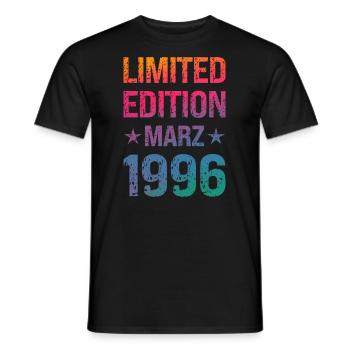 Fête d'anniversaire en édition limitée Vintage 1996 - T-shirt homme - noir - Devant - AI Model Male 178 light (178cm)