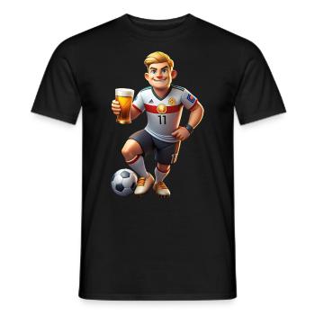 Football Hero: Youthful Dynamism in a Portrait of the Champion - Men's T-Shirt - black - Front - AI Model Male 178 light (178cm)