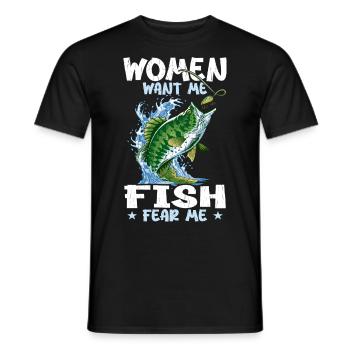 Frauen wollen mich, Fische, fürchten mich - Männer T-Shirt - Schwarz - Vorne - AI Model Male 178 light (178cm)