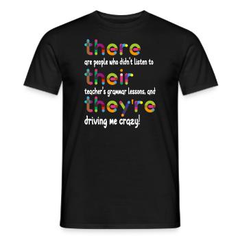 Là, ils sont professeurs de grammaire anglaise - T-shirt homme - noir - Devant - AI Model Male 178 light (178cm)