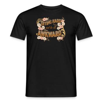 trying hard not to be awkward - Men's T-Shirt - black - Front - AI Model Male 178 light (178cm)