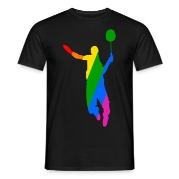 Conception de tennis de badminton arc-en-ciel - T-shirt homme - noir - Devant - AI Model Male 178 light (178cm)