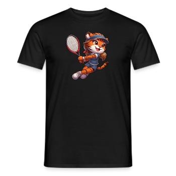 Tiger Tennisspielerin Rückhand Raubkatze Mädchen - Männer T-Shirt - Schwarz - Vorne - AI Model Male 178 light (178cm)