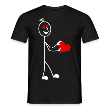Stick figure with heart & hearts in the eyes - Men's T-Shirt - black - Front - AI Model Male 178 light (178cm)
