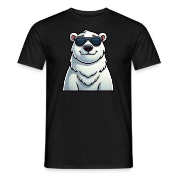Casual polar bear cartoon with sunglasses - Men's T-Shirt - black - Front - AI Model Male 178 light (178cm)
