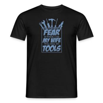 Handwerker Angst Frau verkauft mein Werkzeug - Männer T-Shirt - Schwarz - Vorne - AI Model Male 178 light (178cm)