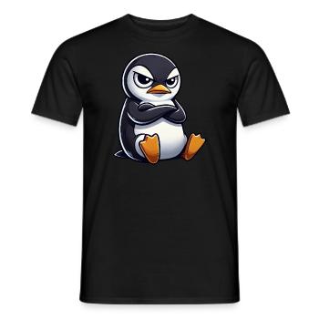 pingouin dessin animé sceptique look drôle - T-shirt homme - noir - Devant - AI Model Male 178 light (178cm)