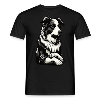 Border Collie Chien de berger Border Collies Chien Collie - T-shirt homme - noir - Devant - AI Model Male 178 light (178cm)
