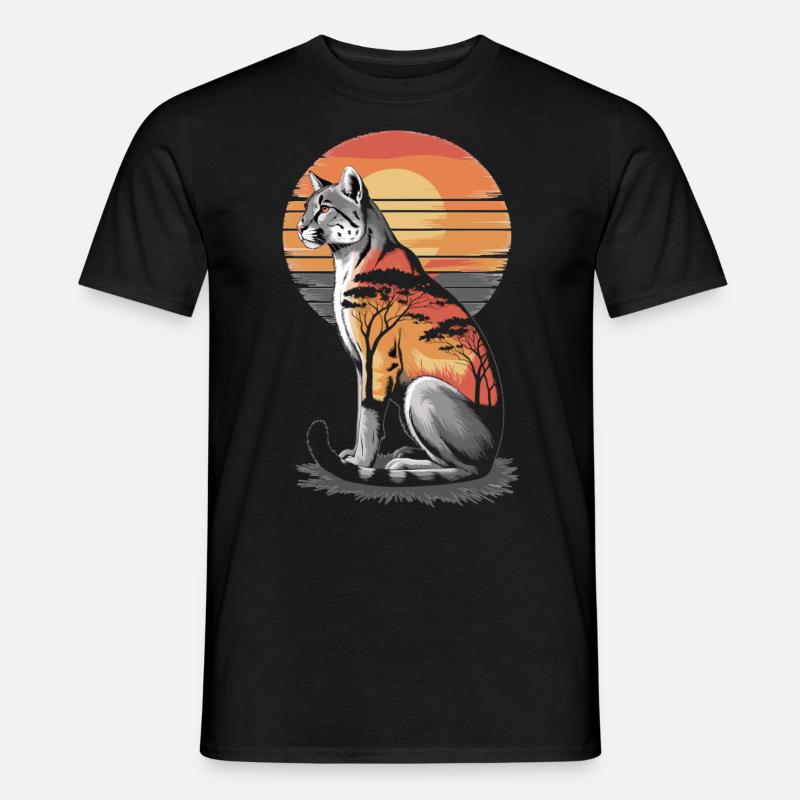 Savannah Cat Sunset - Männer T-Shirt - Schwarz