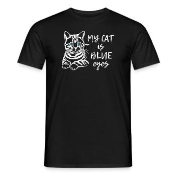 My Cat is Blue Eyes - Männer T-Shirt - Schwarz - Vorne - AI Model Male 178 light (178cm)