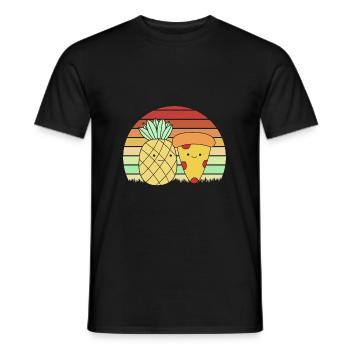 Pizza Hawaii Pizza Pineapple - Men's T-Shirt - black - Front - AI Model Male 178 light (178cm)