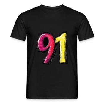 91 Number Comic - Men's T-Shirt - black - Front - AI Model Male 178 light (178cm)