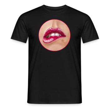 Illustration „Lippen 002“ - Männer T-Shirt - Schwarz - Vorne - AI Model Male 178 light (178cm)