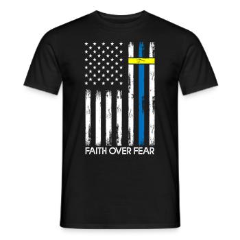 La foi sur la peur Ukraine Amérique Jésus Religion - T-shirt homme - noir - Devant - AI Model Male 178 light (178cm)