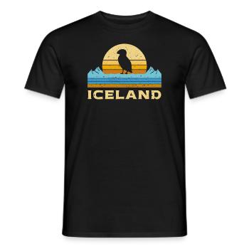 Iceland Puffins Iceland Puffin Retro - Men's T-Shirt - black - Front - AI Model Male 178 light (178cm)