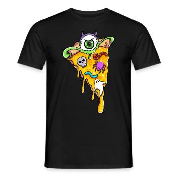 Creepy Horror Pizza Slices Skull Spider - Men's T-Shirt - black - Front - AI Model Male 178 light (178cm)