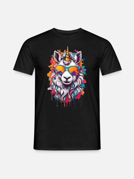 Unicorn sunglasses cute cool cute bangs - Men's T-Shirt - black