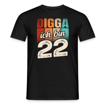 Digga Ich Bin 22 Jahre 22. Geburtstag - Männer T-Shirt - Schwarz - Vorne - AI Model Male 178 light (178cm)