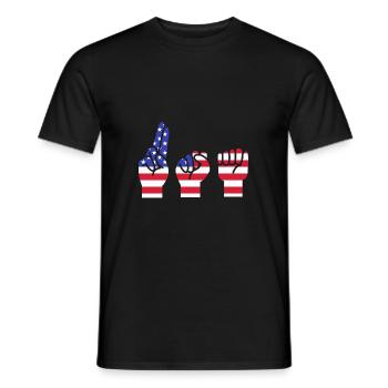 Langue des signes ASL sourd - T-shirt homme - noir - Devant - AI Model Male 178 light (178cm)