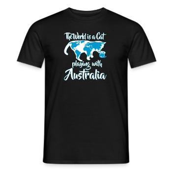 Chat drôle joue avec le cadeau du monde Australie - T-shirt homme - noir - Devant - AI Model Male 178 light (178cm)