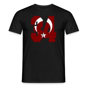 Istanbul 34 Turkey flag without white outline - Men's T-Shirt - black - Front - AI Model Male 178 light (178cm)