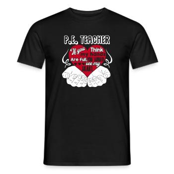 PE Teacher PE Teacher Full Heart - Men's T-Shirt - black - Front - AI Model Male 178 light (178cm)