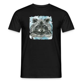 Raccoon Watercolor Raccoon - Men's T-Shirt - black - Front - AI Model Male 178 light (178cm)