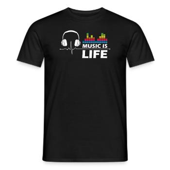 Music is Life - Männer T-Shirt - Schwarz - Vorne - AI Model Male 178 light (178cm)